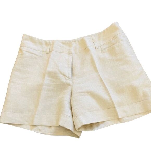 NWOT Apt 9 Linen metallic silver cream cuff mid rise 5” short 10 - Picture 3 of 16